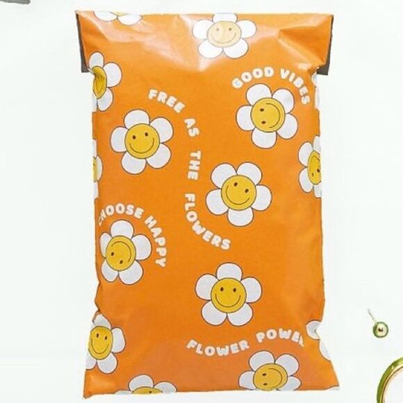 20- 6 x 9 Choose Happy / Daisy Hippie Print Poly Mailers - Picture 2 of 6